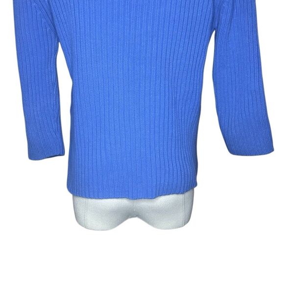 Pierre Cardin Blue Long Sleeve Pullover Sweater Size S Cable Knit Side Buttons - Picture 6 of 11
